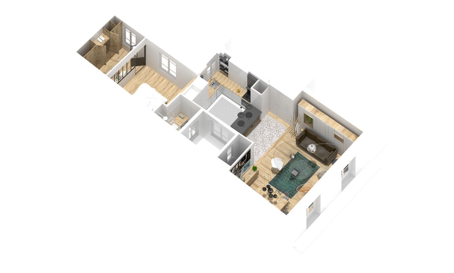 Maquette de l'aménagement de l'ensemble de l'appartement